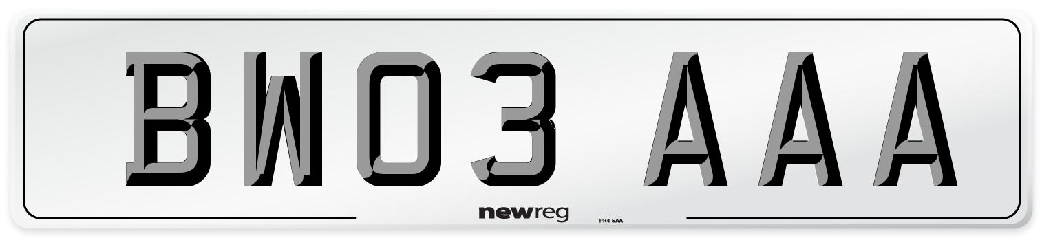 BW03 AAA Number Plate from New Reg